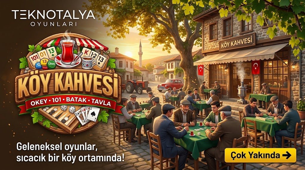 Köy Kahvesi — Okey, 101, Batak, Tavla. Teknotalya Oyunları. Çok yakında